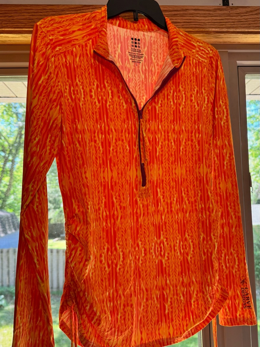 Carve Designs Title Nine Orange and Yellow Ikat Print Rashguard/Swim Cover